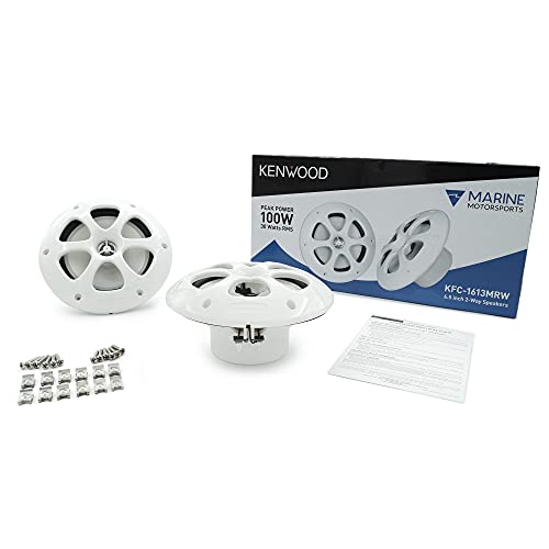 Kenwood KFC-1613MRW - 6.5 Inch 2 Way Coaxial Waterproof Marine/Motorsports/Car Speakers, Pair, 4 Ohm, 100 Peak Watts (White) Kenwood KFC-1613MRW - 6.5 Inch 2 Way Coaxial Waterproof Marine/Motorsports/Car Speakers, Pair, 4 Ohm, 100 Peak Watts (White)